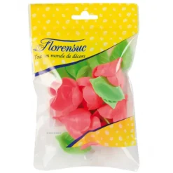 Décoration Comestible*FLORENSUC Fleurs de rose carmin x6, grandes feuilles x12 - en Azyme
