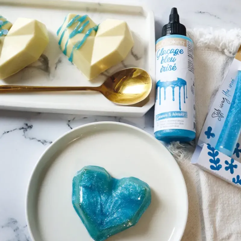 Nappages Et Glaçages*SCRAPCOOKING Glaçage Bleu Pailleté Goût Chocolat 140 g