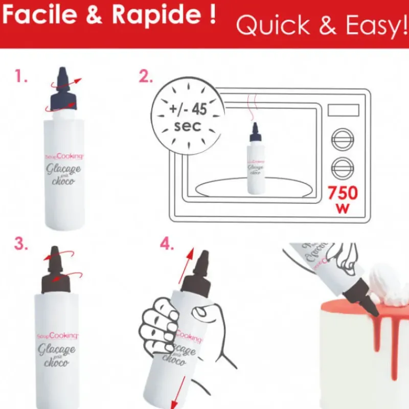 Nappages Et Glaçages*SCRAPCOOKING Glaçage Noir Goût Chocolat 130 g