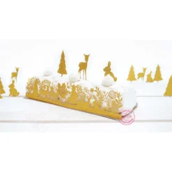 Décoration Gâteau*SCRAPCOOKING Kit Déco Bûche de Noël Dorée Forêt Enchantée