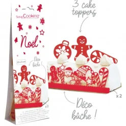 Décoration Gâteau*SCRAPCOOKING Kit Déco Bûche de Noël Rouge