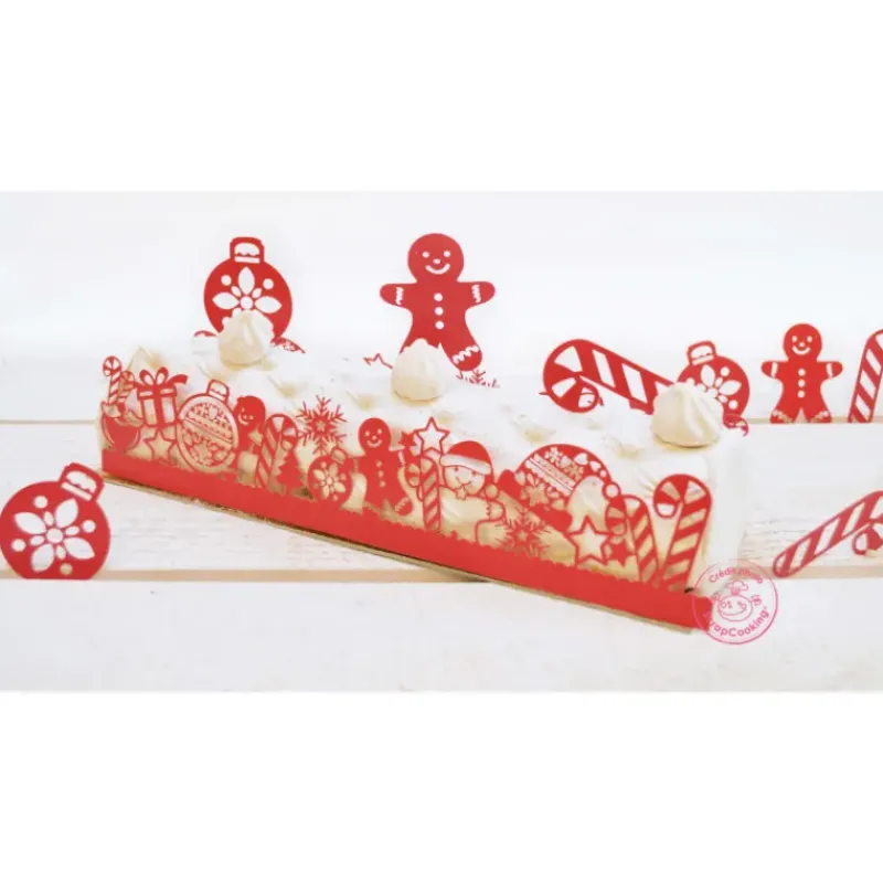 Décoration Gâteau*SCRAPCOOKING Kit Déco Bûche de Noël Rouge