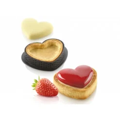 Moule Silicone|Moules À Gâteaux*SILIKOMART Kit Moule Silicone 8 Tartelettes Cœur 8 x 7 cm Professional