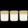 Conservation*PEBBLY Lot 3 Boîtes de Conservation en Verre et Bambou Carré 800 ml