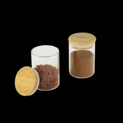 Conservation*PEBBLY Lot 3 Pots à Épices en Verre et Bambou 190 ml