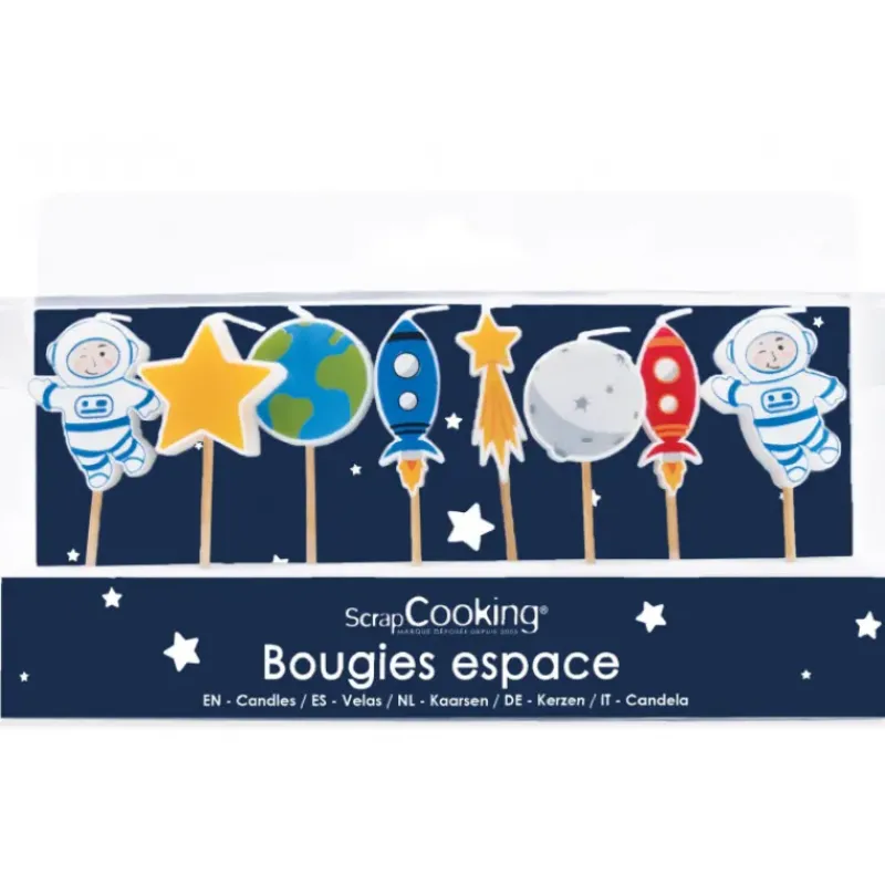 Décoration Gâteau*SCRAPCOOKING Lot de 8 bougies « Espace »