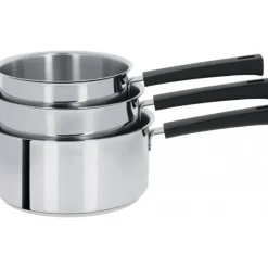 Batterie De Cuisine|Casseroles*CRISTEL Lot de 3 Casseroles inox à Poignée Noire Mutine Fixe