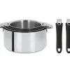 Casseroles*CRISTEL Lot de 4 Casseroles inox avec 2 Poignées Noires Mutine Amovibles