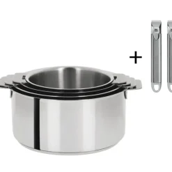 Casseroles*CRISTEL Lot de 4 Casseroles inox Mutine avec 2 Poignées Zénith Amovibles