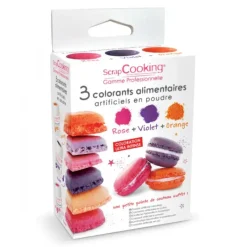 Colorants Alimentaires*SCRAPCOOKING Lot de 3 Colorants Alimentaires en Poudre Orange / Violet / Rose