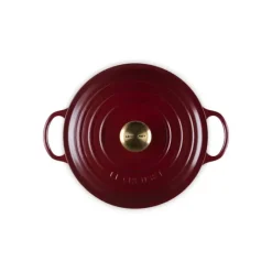 Marmites*LE CREUSET Marmite en Fonte 26 cm Garnet Bouton Doré Signature