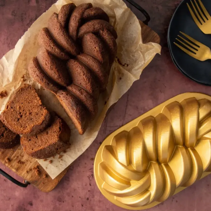 Moule Anti-adhésif|Moules À Gâteaux*NORDIC WARE Moule à Cake Torsadé Gold