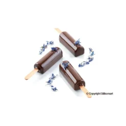 Moule Silicone*SILIKOMART Moule à glace silicone 10 barres arrondies avec bâtonnets