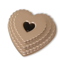 Moule Anti-adhésif|Moules À Gâteaux*NORDIC WARE Moule à Gâteau Bundt Cœur 3 Étages Toffee