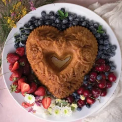 Moule Anti-adhésif|Moules À Gâteaux*NORDIC WARE Moule à Gâteau Bundt Cœur Floral Toffee