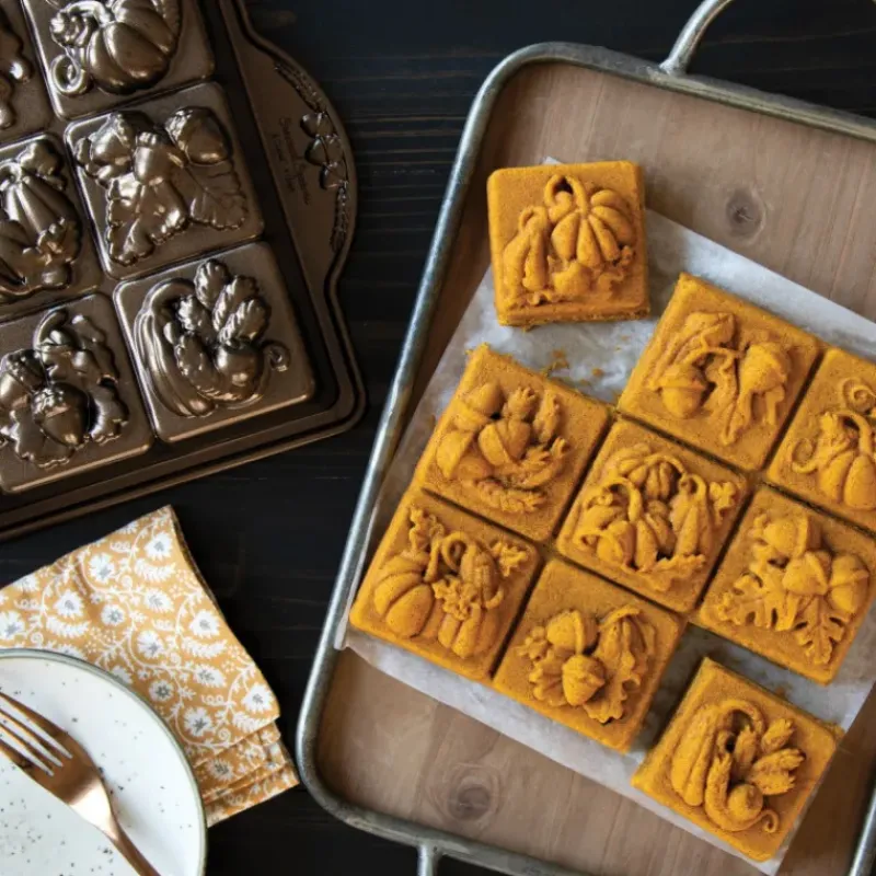 Moule Anti-adhésif|Moules À Gâteaux*NORDIC WARE Moule à Gâteaux Carrés d'Automne (x9) Bronze