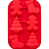 Moule Silicone|Moules À Gâteaux*WILTON Moule en Silicone Sapin de Noël, Pain d'Epice et Chaussette de Noël 6 Empreintes