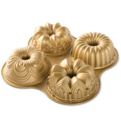 Moule Anti-adhésif|Moules À Gâteaux*NORDIC WARE Moule Mini Bundt Assortis (x4) Gold