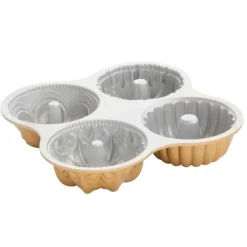 Moule Anti-adhésif|Moules À Gâteaux*NORDIC WARE Moule Mini Bundt Assortis (x4) Gold