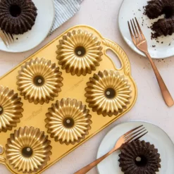 Moule Anti-adhésif|Moules À Gâteaux*NORDIC WARE Moule Mini Bundt Brilliance (x6) Gold
