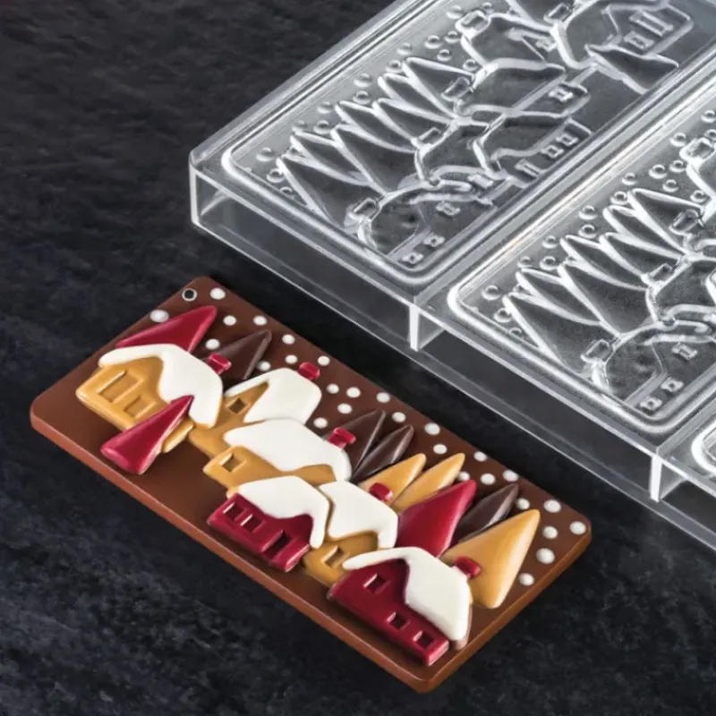 Moules À Chocolat*PAVONI Moule Tablette Chocolat Village De Noël 15,4 x 7,7