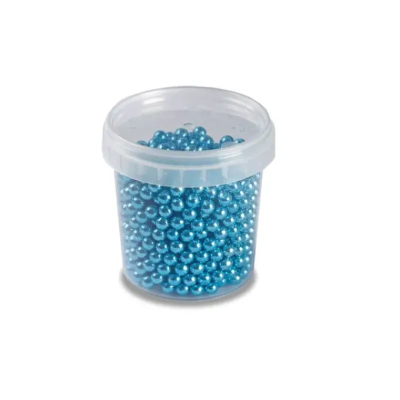 Décoration Comestible*PAVONI Perles en Sucre Bleu Métallisé Ø 4 mm 120 g