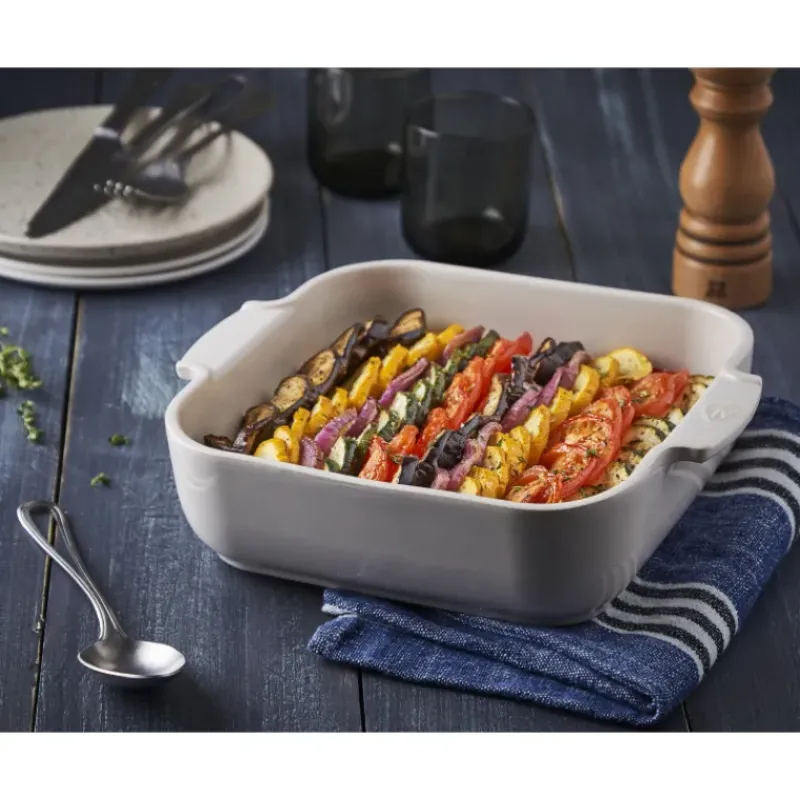 Plat De Cuisson*PEUGEOT Plat à Four Carré en Céramique Appolia 36 cm Ecru