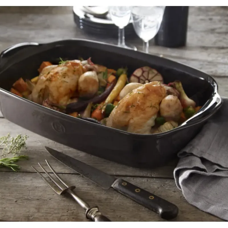 Plat De Cuisson*EMILE HENRY Plat à Four Rectangulaire en Céramique 42,5 x 28 cm Grand Cru