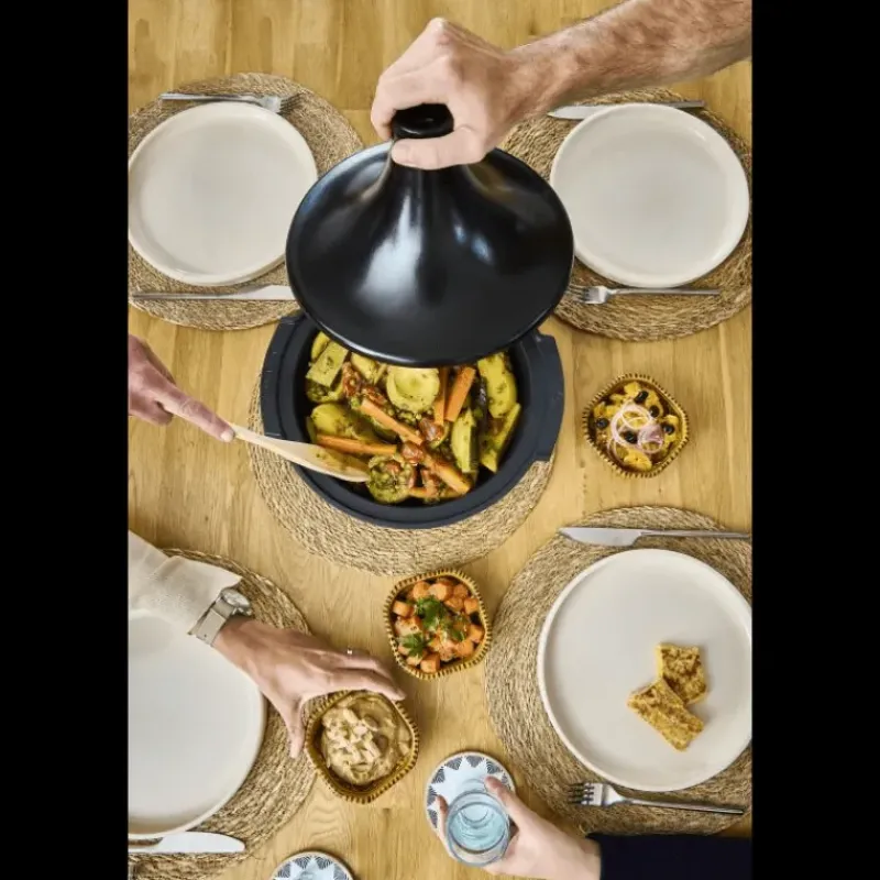 Tajines*PEUGEOT Plat à Tajine en Aluminium Revêtement Céramique 30 cm Noir Satin
