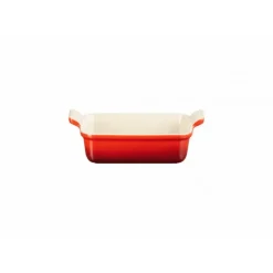 Plat De Cuisson*LE CREUSET Plat Rectangulaire Héritage en Céramique 19 cm Cerise Tradition