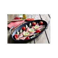 Poêles*LE CREUSET Poêle à Poisson Ovale 25,5x40 cm Anti-Adhérente Les Forgées