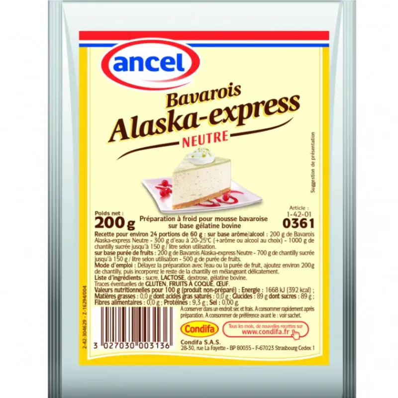 Préparation Pâtisserie*ANCEL Préparation Bavarois Neutre Alaska Express 200g