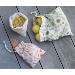 Sac En Tissu*PEBBLY Sac à Vrac Coton Bio Vert 25 x 30 cm