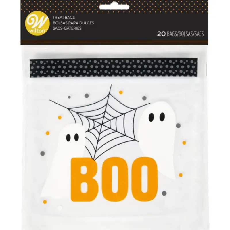 Emballage Alimentaire*WILTON Sachet Bonbon Fantômes Boo 20 x 17 cm (x20)