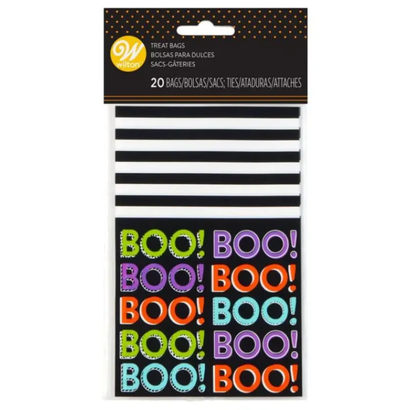 Emballage Alimentaire*WILTON Sachet Bonbon Halloween BOO! 100x155mm (x20)