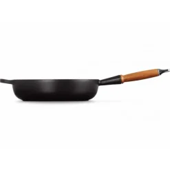 Sauteuses*LE CREUSET Sauteuse en Fonte 28 cm Noir Mat avec Manche en Bois Signature