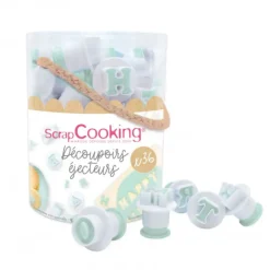 Emporte Pièce - Découpoir Pâtisserie*SCRAPCOOKING Seau 36 découpoirs éjecteurs lettres et chiffres