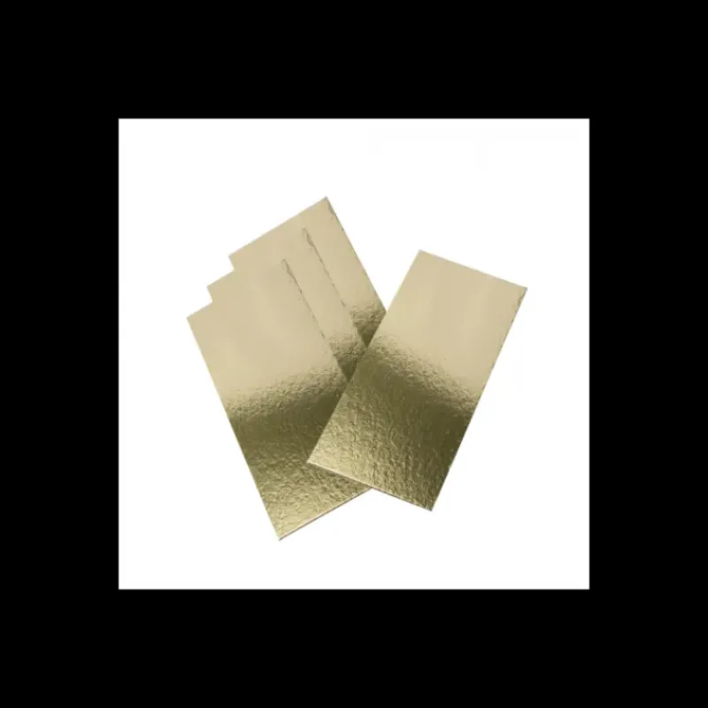 Présentoirs Pour Gâteaux*CUISINEADDICT Semelle à Bûche 20x10cm Or Bords Droits (x50)