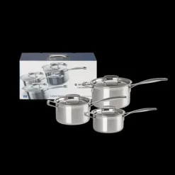 Batterie De Cuisine|Casseroles*LE CREUSET Set 3 Pièces Casseroles Inox avec Couvercle