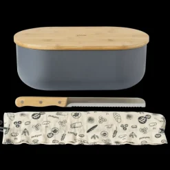Sac En Tissu|Conservation*PEBBLY Set Boîte à Pain Ardoise Métal et Bambou 4 Pièces