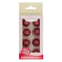 Décoration Comestible*FUNCAKES Sphère en Chocolat Rubis 2 cm (x8)
