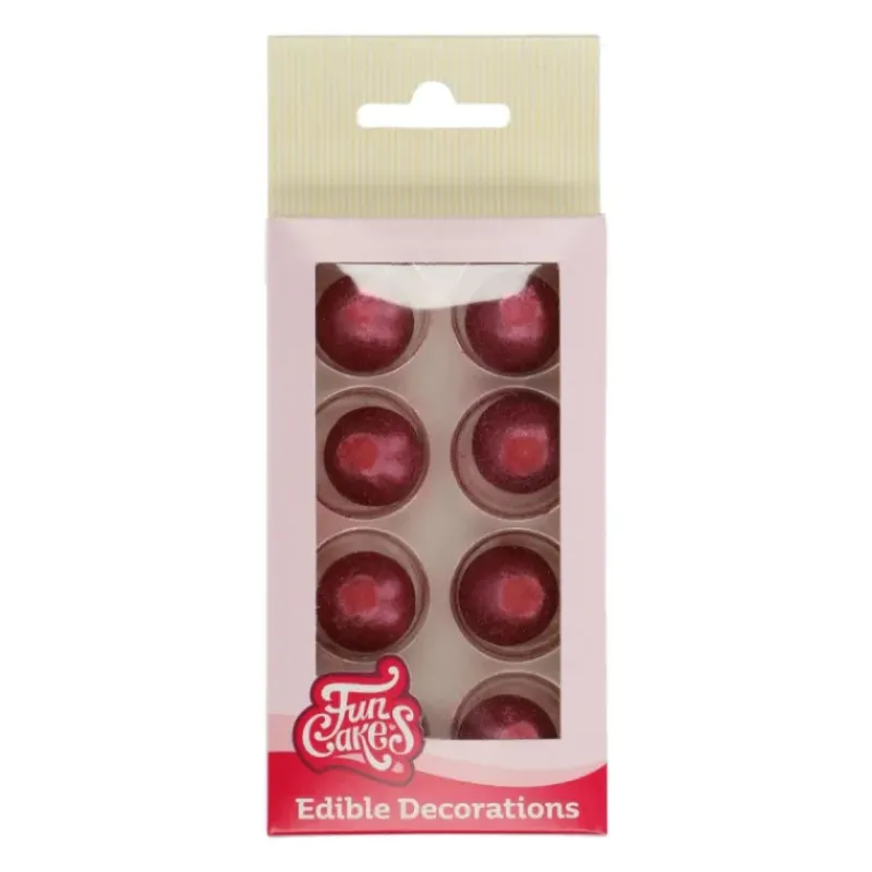 Décoration Comestible*FUNCAKES Sphère en Chocolat Rubis 2 cm (x8)