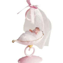 Décoration Gâteau*NORDIA Sujet bapteme Fille Berceau Rose 10 cm