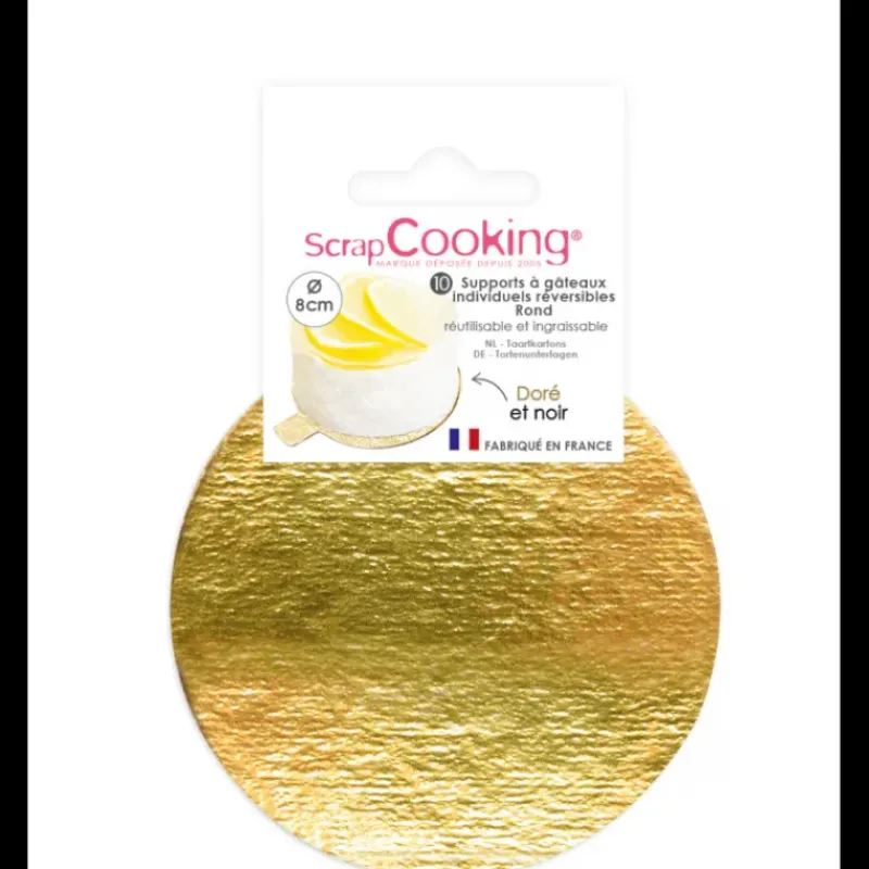 Présentoirs Pour Gâteaux*SCRAPCOOKING Supports Gâteau Or et Noir Rond 8 cm (x10)
