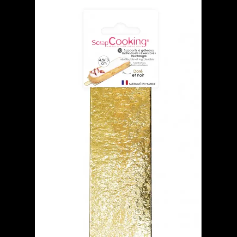 Présentoirs Pour Gâteaux*SCRAPCOOKING Supports Gâteau Or et Noir Rectangle 4,5 x 13 cm (x10)