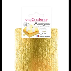 Présentoirs Pour Gâteaux*SCRAPCOOKING Supports Gâteau Or et Noir Carré 8 cm (x10)