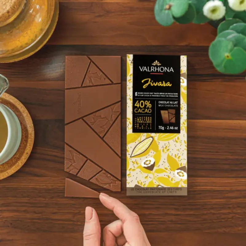 Chocolats À Offrir|Confiserie*VALRHONA Tablette de Chocolat au Lait Jivara 40% 70 g